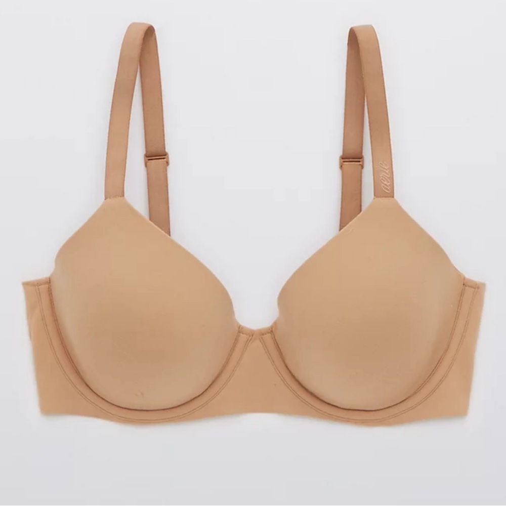 NWT AERIE SMOOTHEZ Full Coverage Lightly Lined Bra Soze 32C in color Dawn (nude)